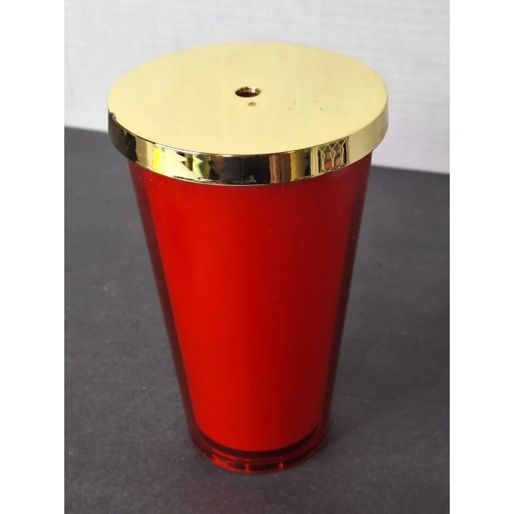 Starbucks Red Plastic Travel Tumbler Mug Gold Screw On Cover 16 oz - Picture 4 of 6